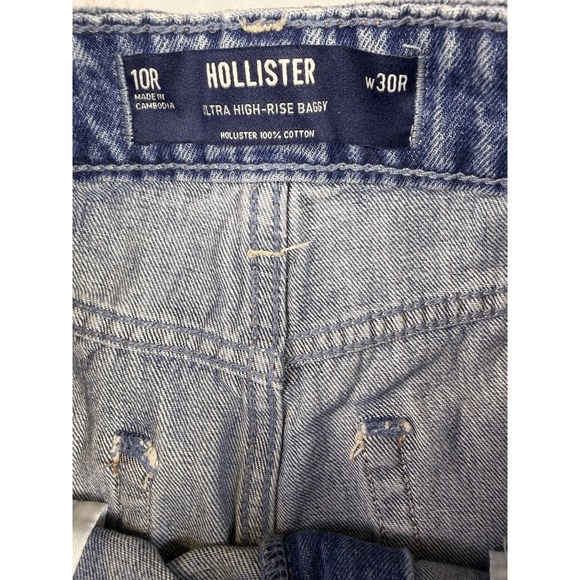 Hollister Women's Ultra High Rise Baggy Jeans Size 10 Waist 30" Medium Wash NEW - Picture 5 of 7